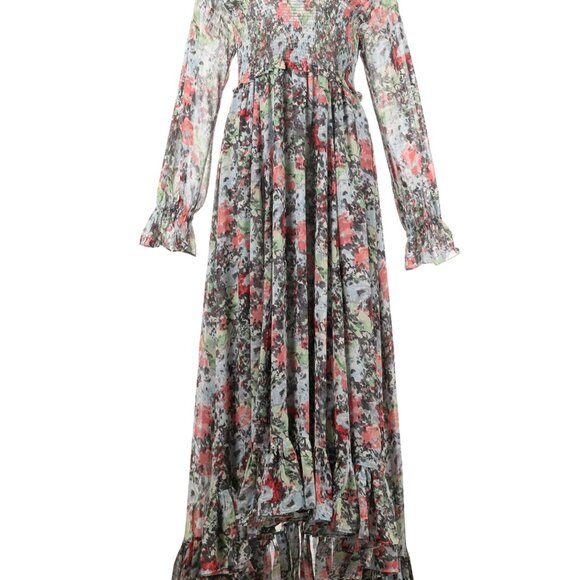 5a7 Cinq à Sept Leigh Floral-Print Ruffle Maxi Dress – Size 2 - Picture 2 of 16